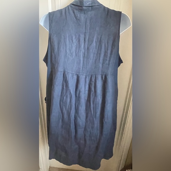 Terzo Millennio Sleeveless Blue 100% Linen Dressed w/Knit Insets, Sixe 1X - Picture 6 of 9